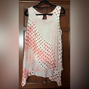 CHARLIE B Pink and Black Polka Dot Sleeveless Top